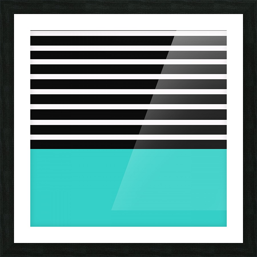 Black & White Stripes with Blue Patch Picture Frame print