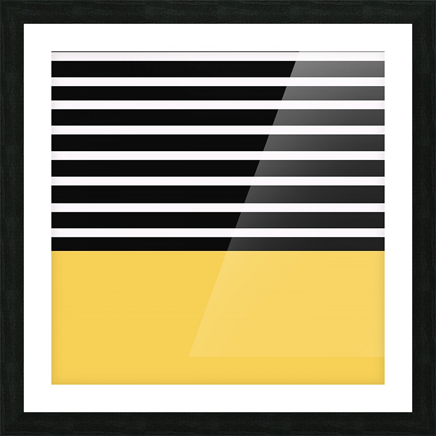 Black & White Stripes with Yellow Patch Picture Frame print