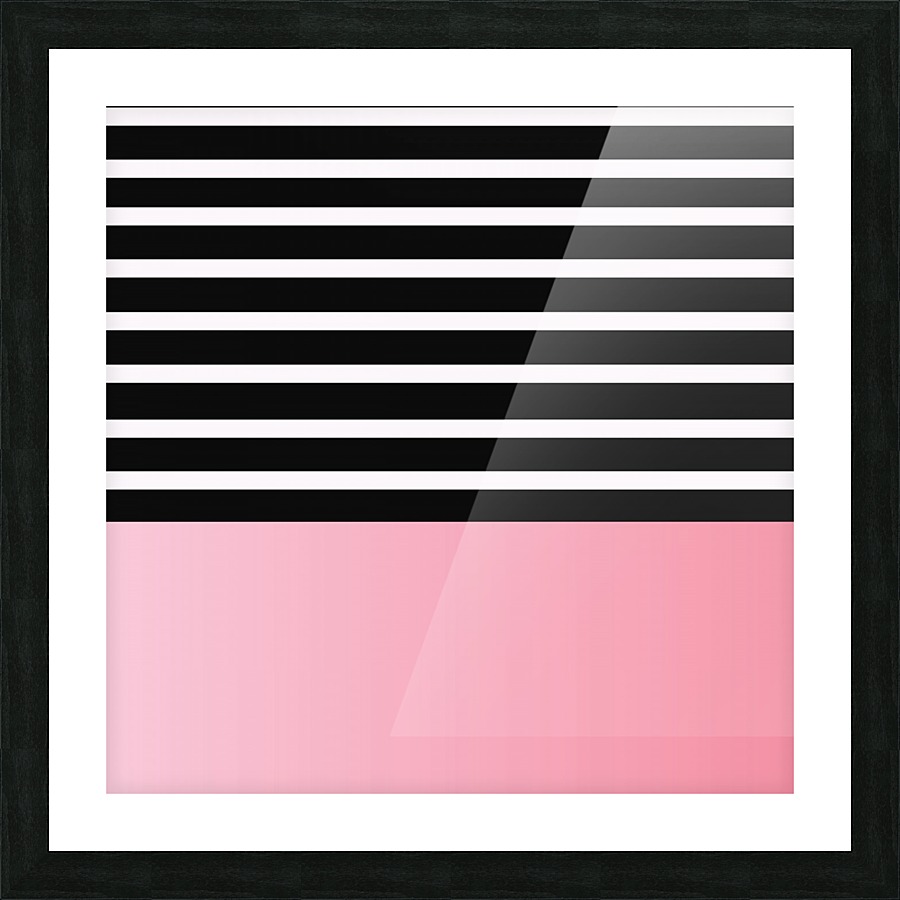 Black & White Stripes with Pink Gradient Patch Picture Frame print