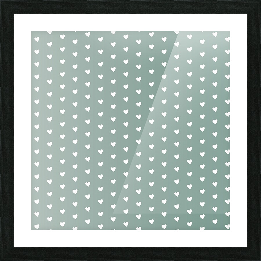Grey Green Heart Shape Pattern Picture Frame print