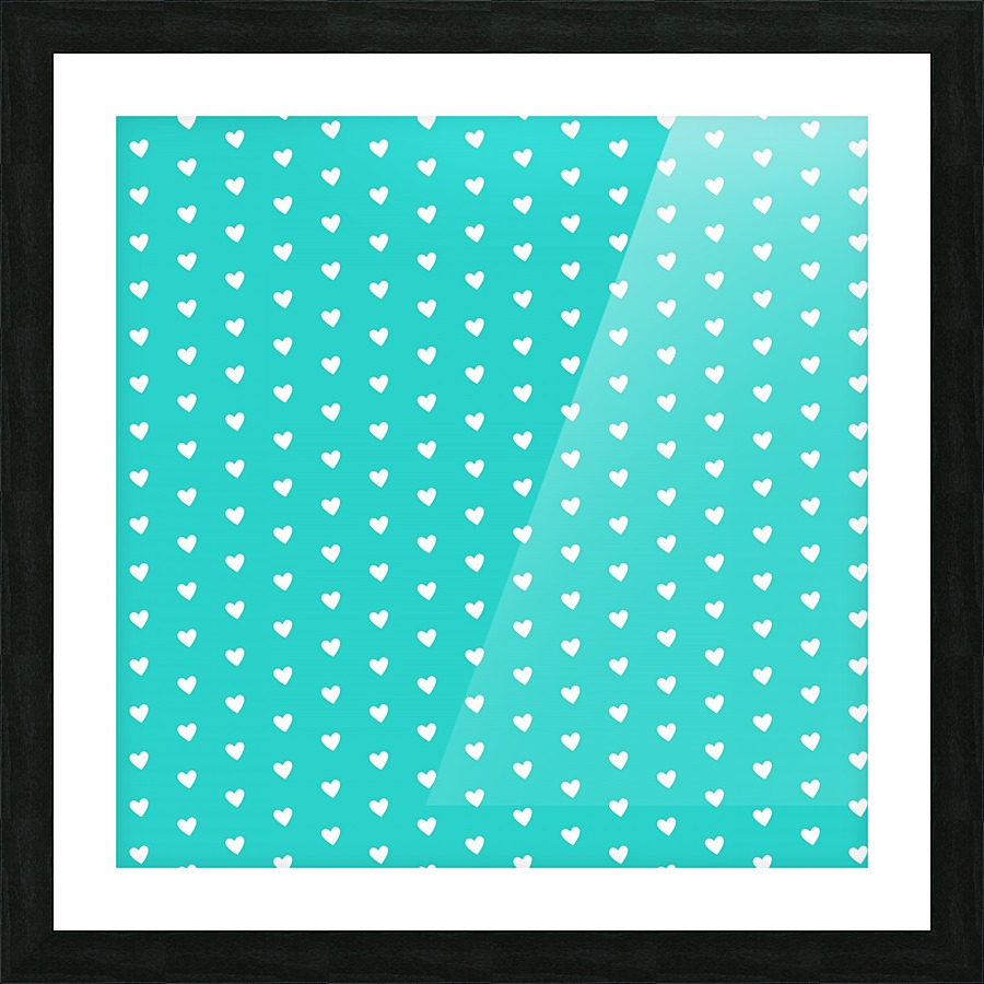 Sweet Aqua Heart Shape Pattern Picture Frame print