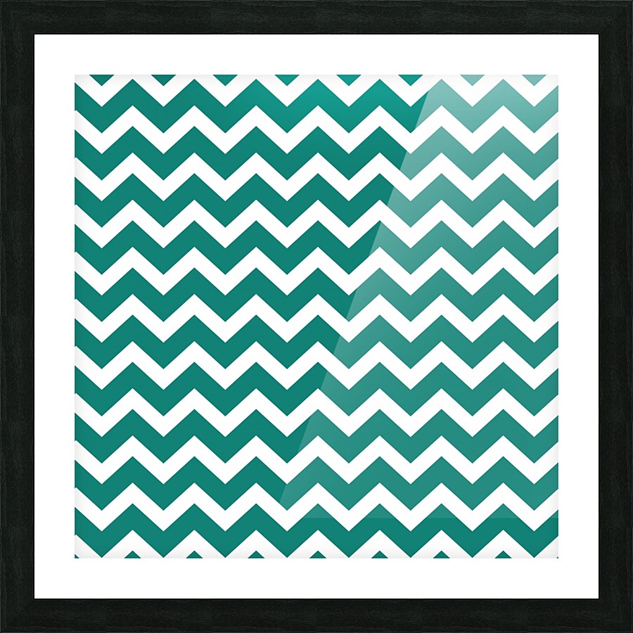 DEEP AQUA CHEVRON Picture Frame print