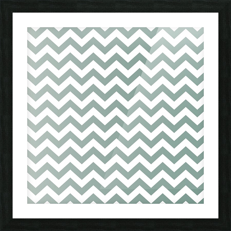 GREY GREEN CHEVRON Picture Frame print