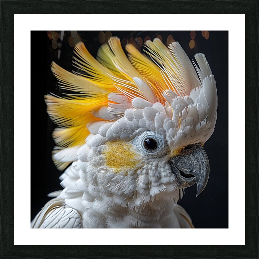 Furry Yellow Cockatoo Picture Frame print
