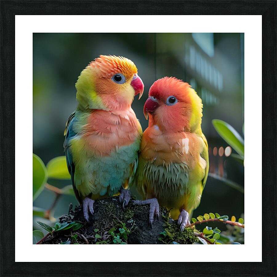 Caring Lovebird Picture Frame print