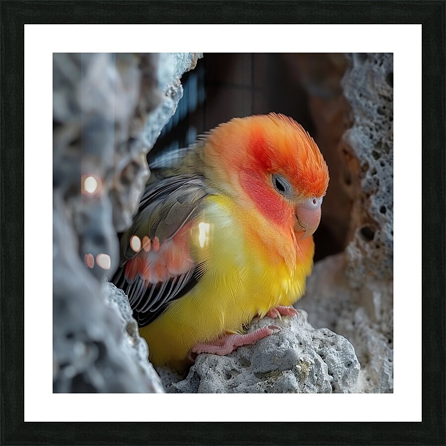 Sleepy Lovebird Picture Frame print