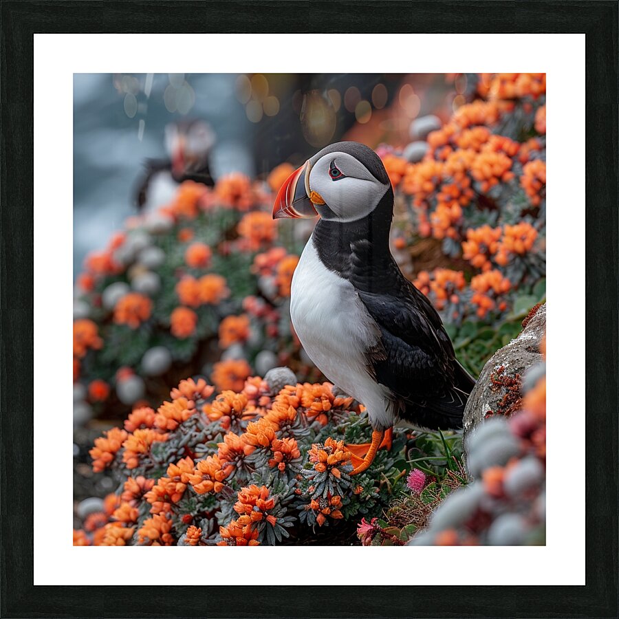 Fluffy Puffin Picture Frame print