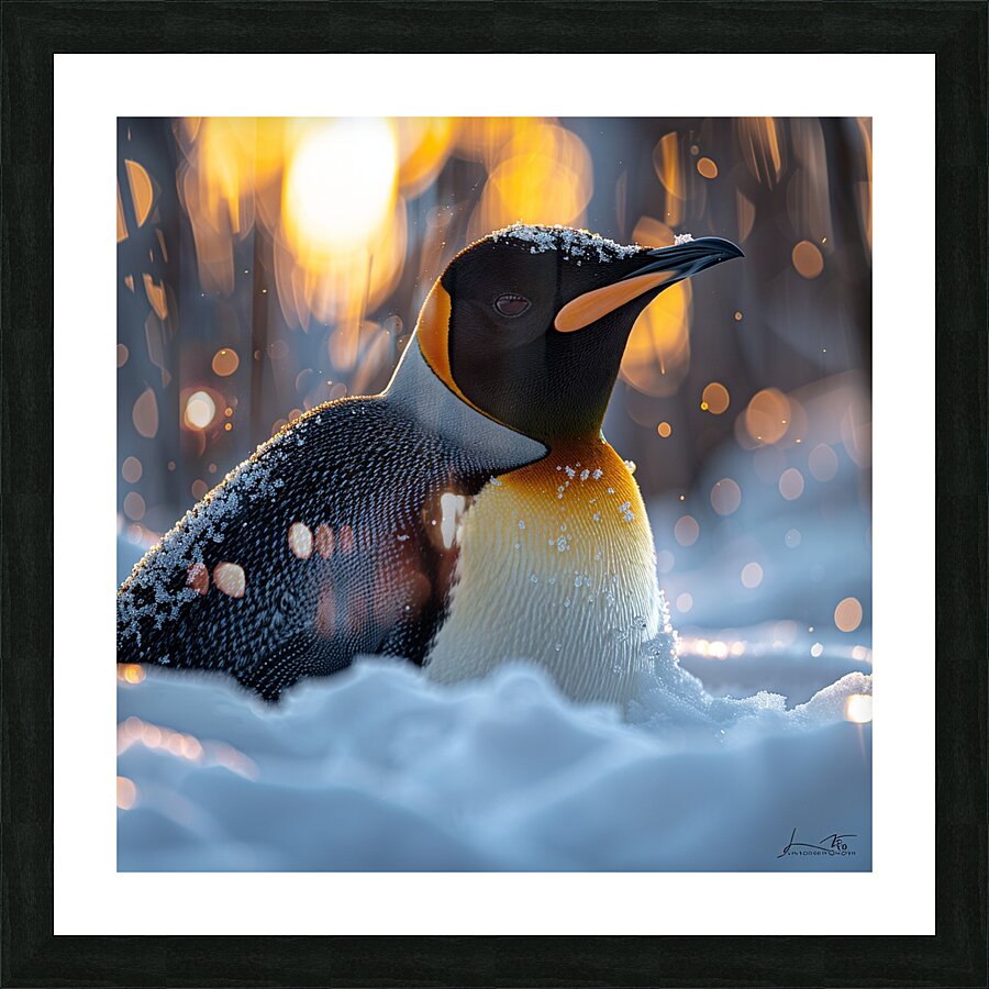 Fluffy Penguin Picture Frame print