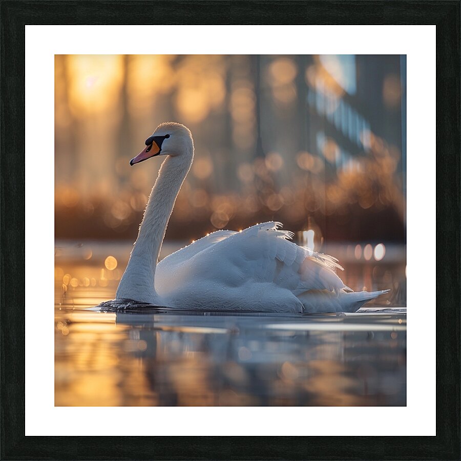 Reflective Swan Picture Frame print