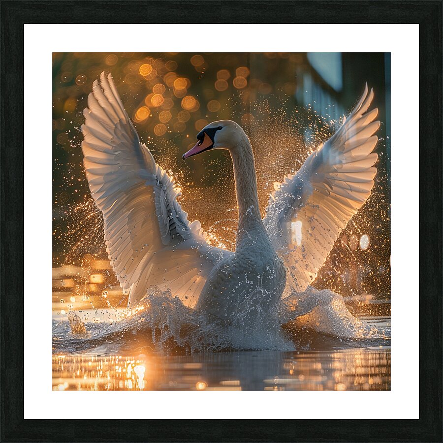 Illuminated Swan Picture Frame print