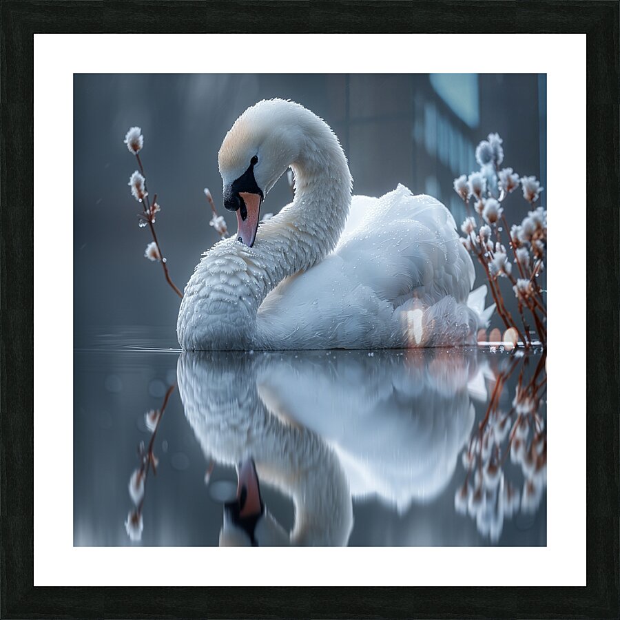 Sparkling Swan Picture Frame print