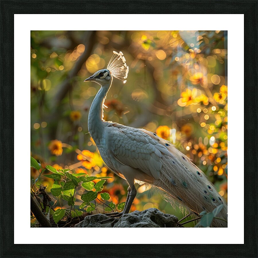 White Peacock Picture Frame print
