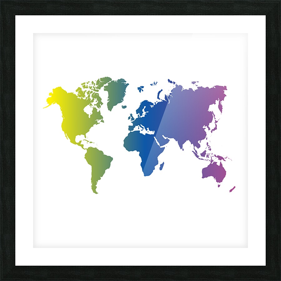 MULTICOLOR WORLD MAP Picture Frame print