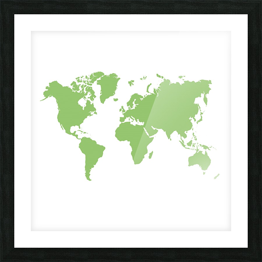 LIME GREEN WORLD MAP Picture Frame print