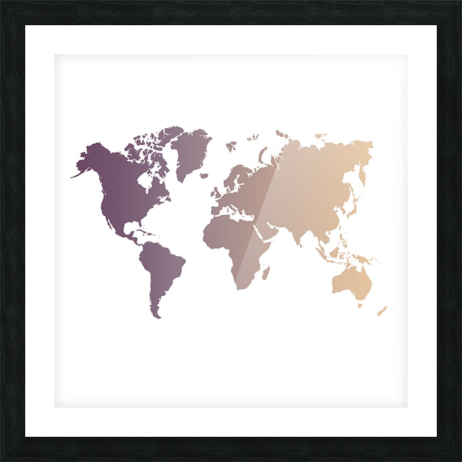 PURPLE SLATE WORLD MAP Picture Frame print