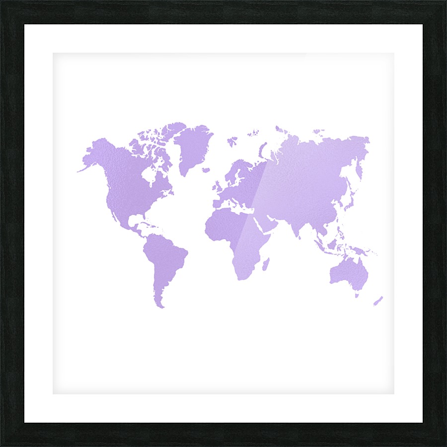 PURPLE SHADE WORLD MAP Picture Frame print