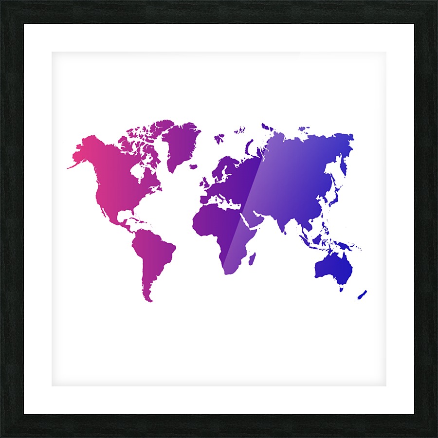 PURPLE GRADIENT WORLD MAP Picture Frame print