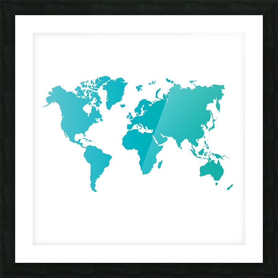 SUMMER TURQUOISE WORLD MAP Picture Frame print