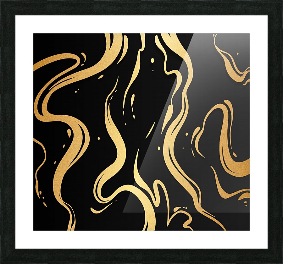 Liquid Black Marble Picture Frame print