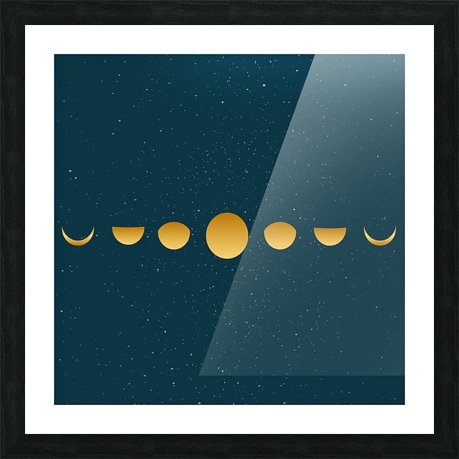 Golden Moon Phase Cycle  Picture Frame print