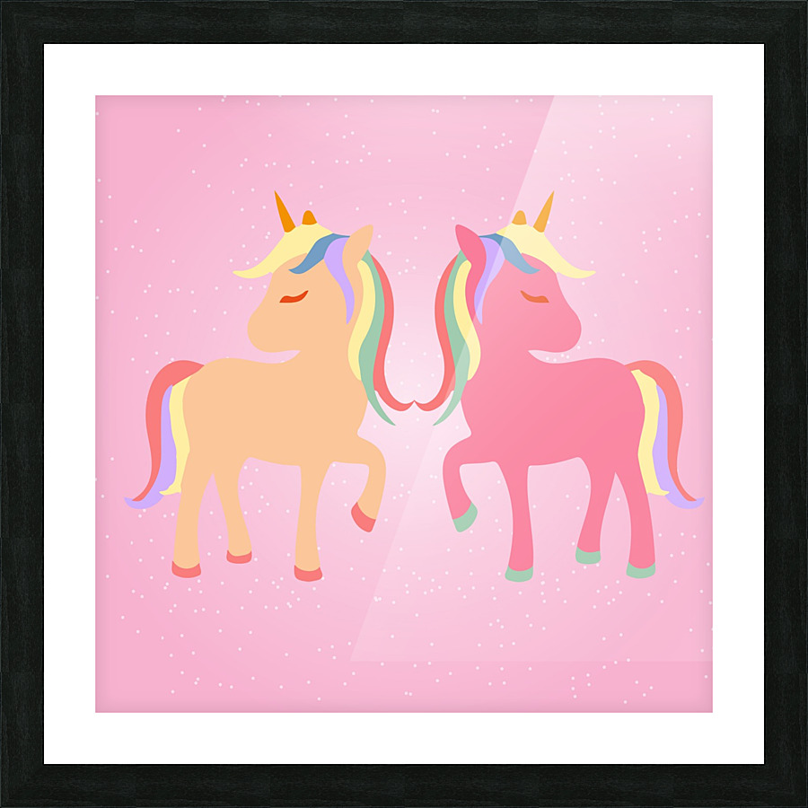 Cute Twin Unicorn Picture Frame print
