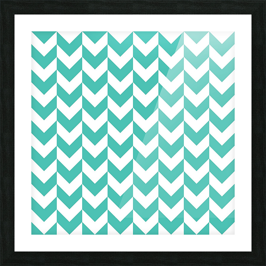 Green Chevron Pattern Picture Frame print