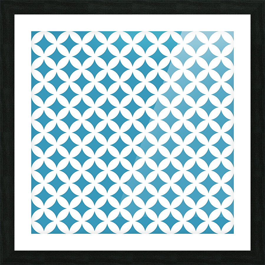 Blue Retro Circle Pattern Picture Frame print