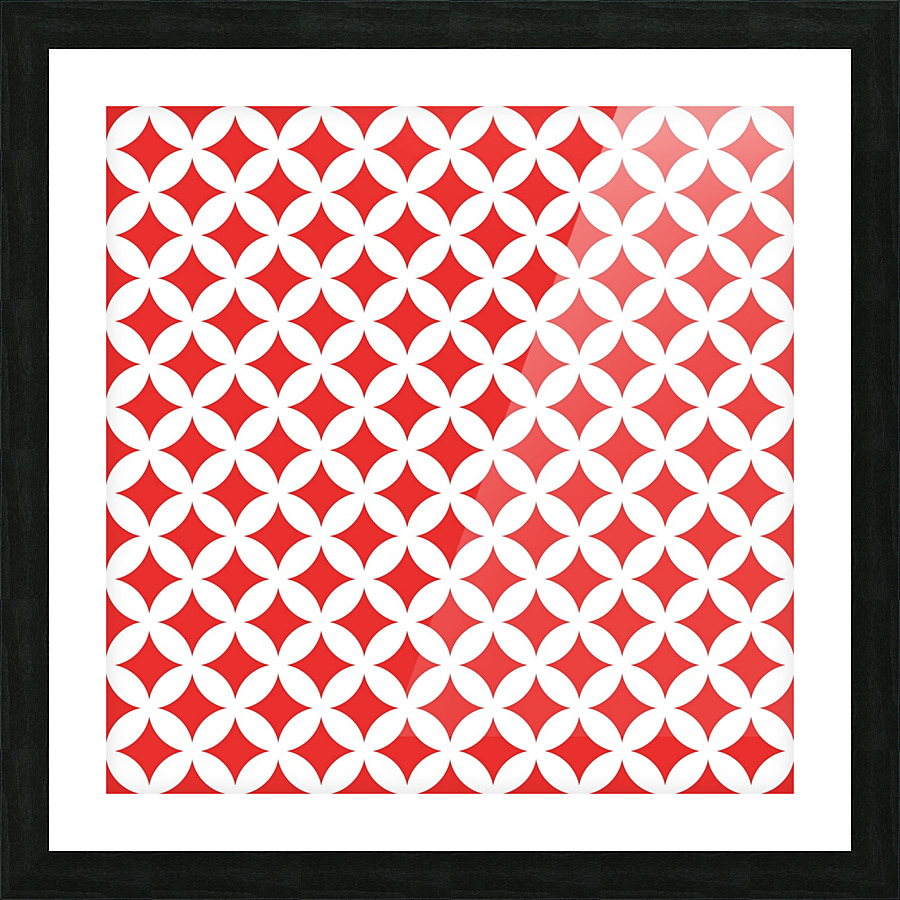 White and Red Retro Circle Pattern Picture Frame print