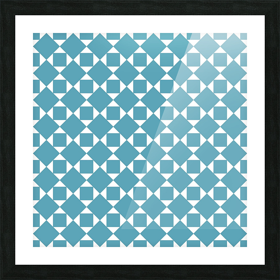 Turquoise Squares And Diamonds Pattern Picture Frame print