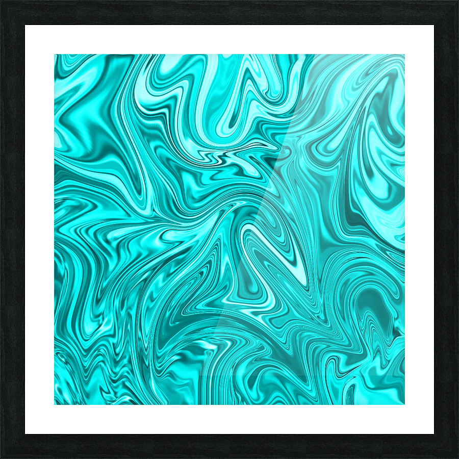 Aqua Liquid Marble Picture Frame print