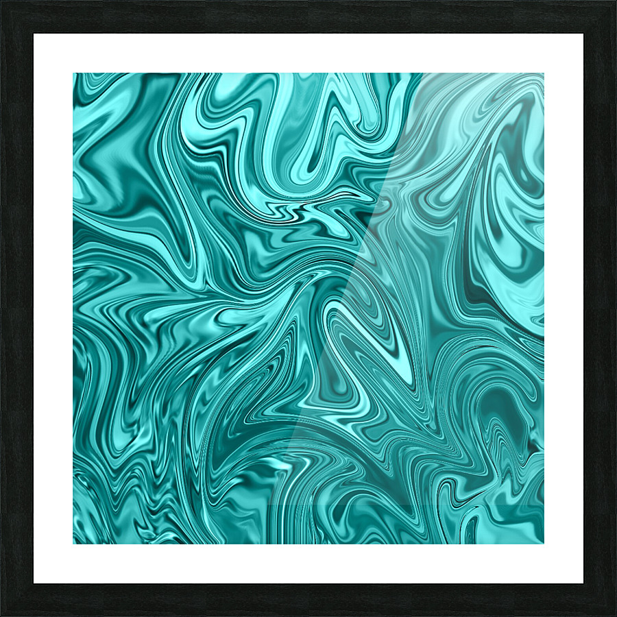 Teal Liquid Marble Picture Frame print