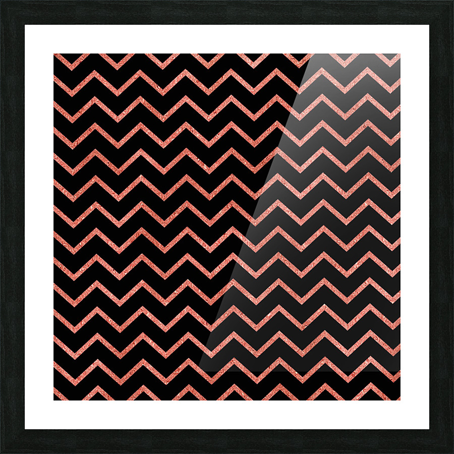 Peach Chevron Glitter Picture Frame print