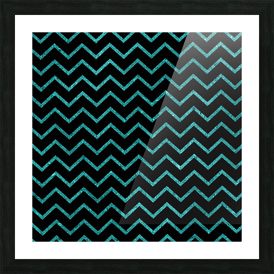 Cyan Chevron Glitter Picture Frame print