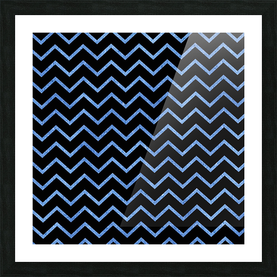 Blue Chevron Glitter Picture Frame print