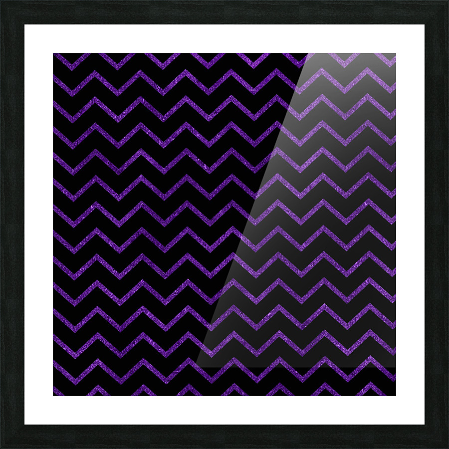Indigo Chevron Glitter Picture Frame print