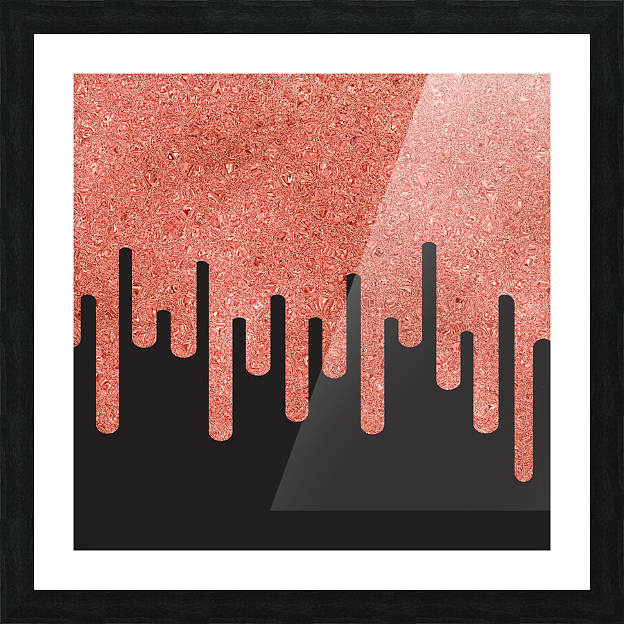 Dripping Peach Glitter Picture Frame print
