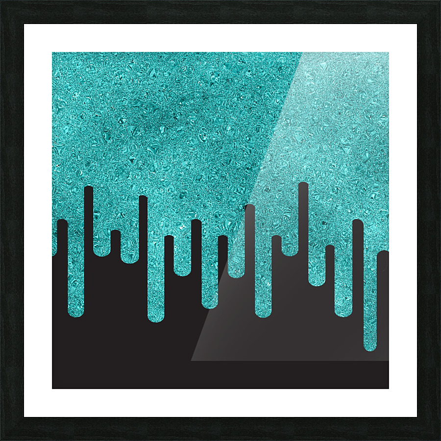 Dripping Teal Glitter Picture Frame print