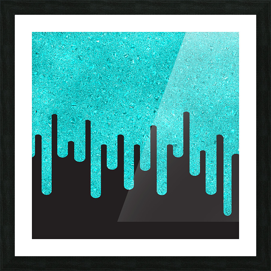 Dripping Aqua Glitter Picture Frame print