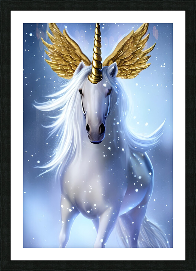 White Cute Unicorn Picture Frame print