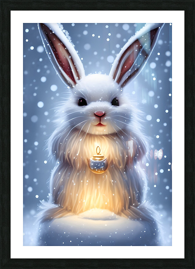 White Snow Rabbit Picture Frame print