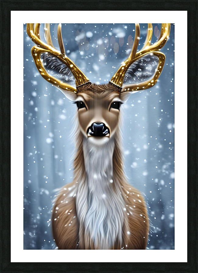Snow Deer Picture Frame print