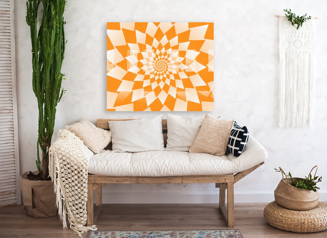 Abstract Orange Geometric Artwork Reproduction