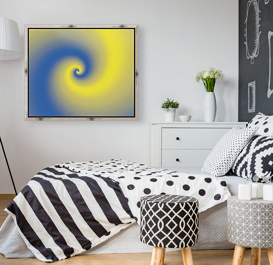 Abstract Yellow & Blue Artwork Reproduction