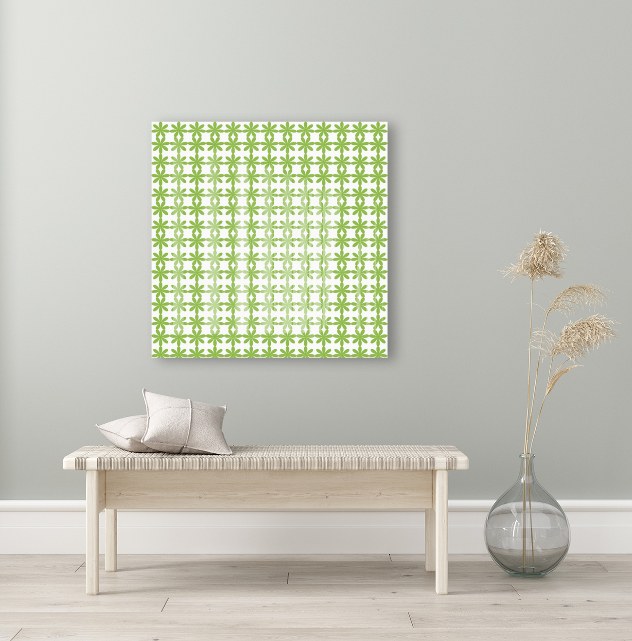 Green Flower Seamless Pattern Artwork Reproduction