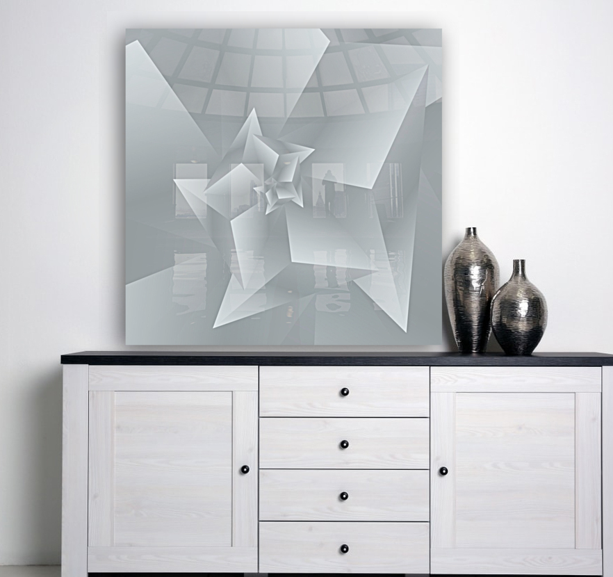 Trendy White Polygen Art Reproduction