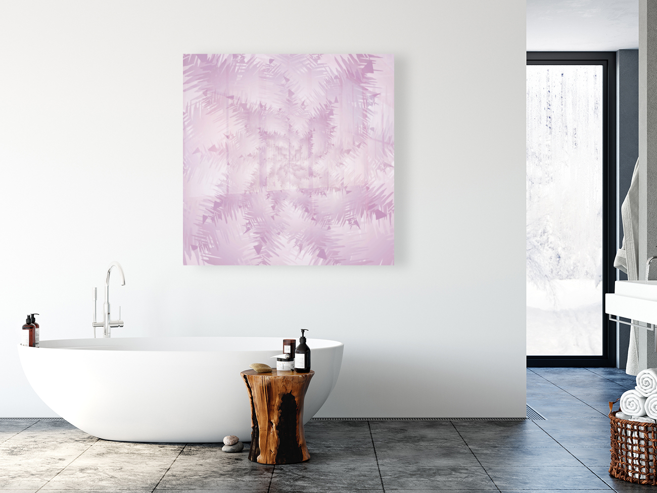 Pink Snowflakes Forest Reproduction