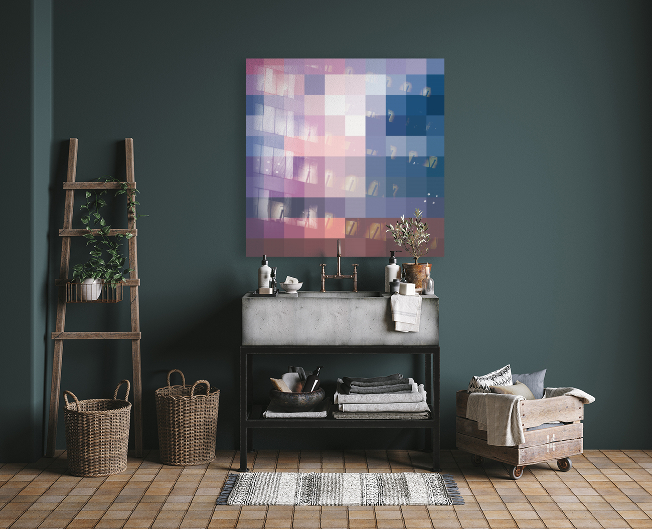 PINKISH MOSAIC PATTERN Reproduction