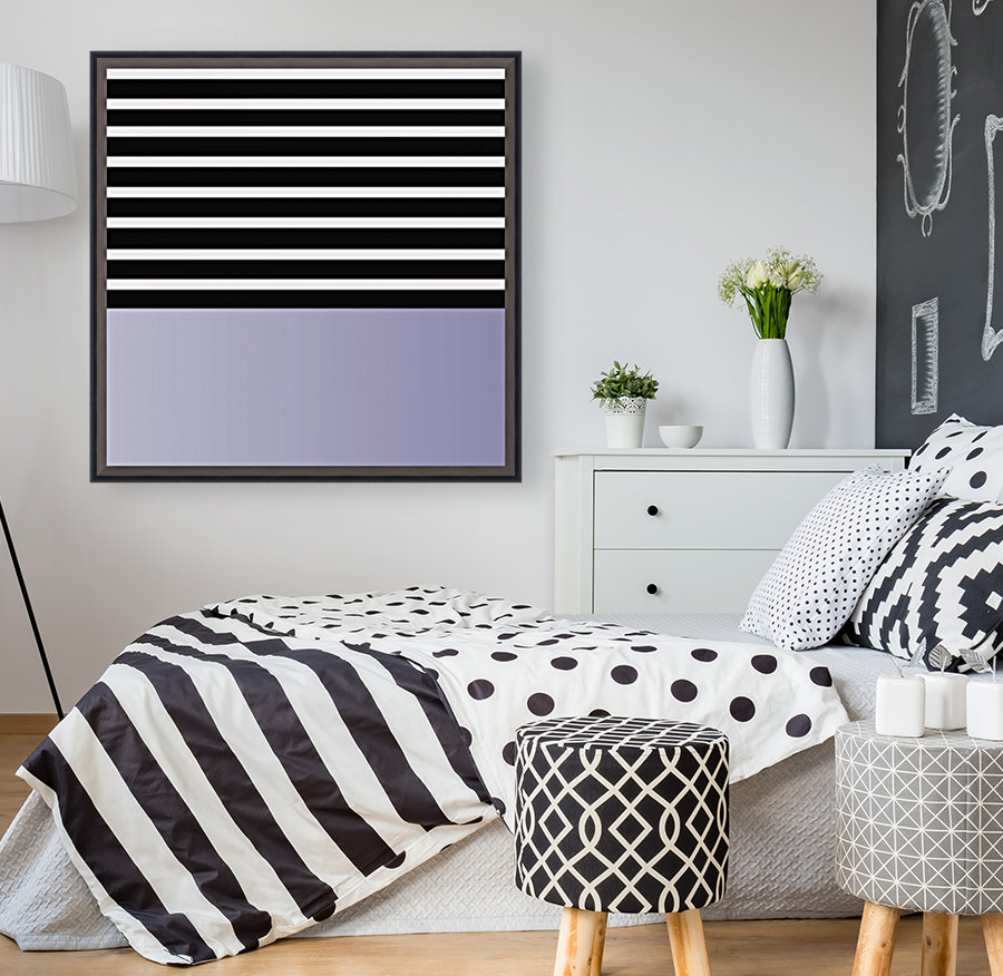 Black & White Stripes with Lavender Patch Reproduction
