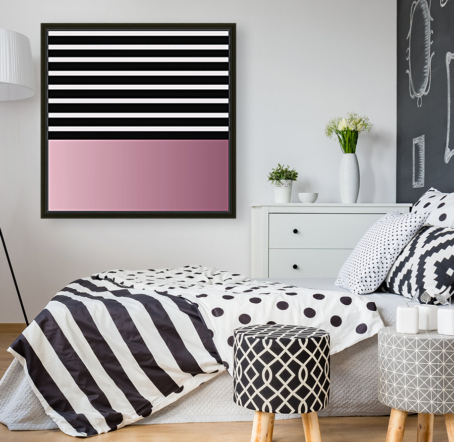 Black & White Stripes with Pink Patch Reproduction