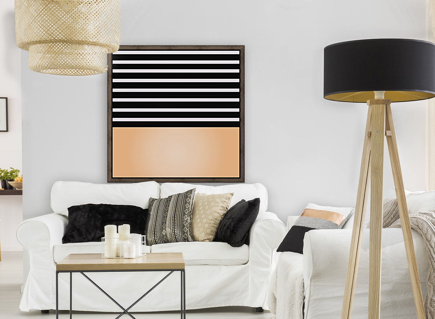 Black & White Stripes with Orange Patch Reproduction